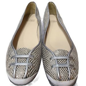 Stuart Weitzman Peppy Pewter Boatex Flats